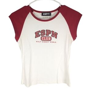 Vintage Y2K ESPN Club Walt Disney World Woman's Baby Tee Tshirt size medium